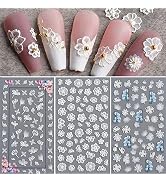 Flower Nail Art Sticker Decals 5D Hollow Exquisite Pattern Nail Art Supplies Self-Adhesive Luxuri...