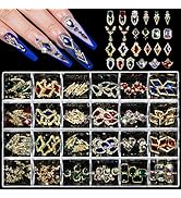 Nail Art Rhinestones Kit, Round Beads Flatback Crystals Multi Shapes Glass Crystal Rhinestones fo...