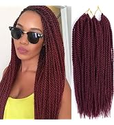 BEFUNNY Burgundy Senegalese Twist Crochet Hair-8Packs 14 inch Crochet Senegalese Twist Hair Pre L...