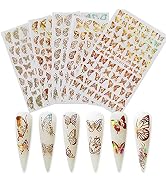 Butterfly Nail Art Stickers Decals Nail Art Supplies Gold Nail Art Adhesive Sticker Glitter Holog...
