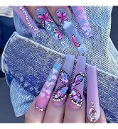Long Press on Nails Heart-Shaped Ombre Long Fake Nails Coffin Press on Nails Square False Nails w...