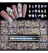 Nail Rhinestones Kit, 1000Pcs Crystals for Nails and 1000 Special-Shaped Diamonds Mix 20 Styles F...