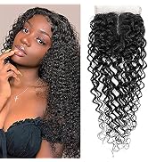 Amella Hair 4X1 Lace Closure T-Part Lace 100% Human Hair Brazilian Curly Hair 4X0.75 Hand-Tied La...