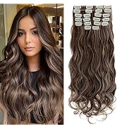 S-noilite 12pcs Clip in Hair Extensions 22