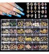 Nail Art Rhinestones Kit, Round Beads Flatback Crystals Multi Shapes Glass Crystal Rhinestones fo...