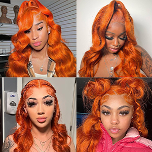 Ginger Curly Lace Front Wigs Human Hair
