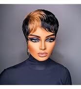 SisBroSis Chic Elegent Pixie Cut Wigs for Black Women Short Layered Pixie Cut Human Hair Wigs Wit...