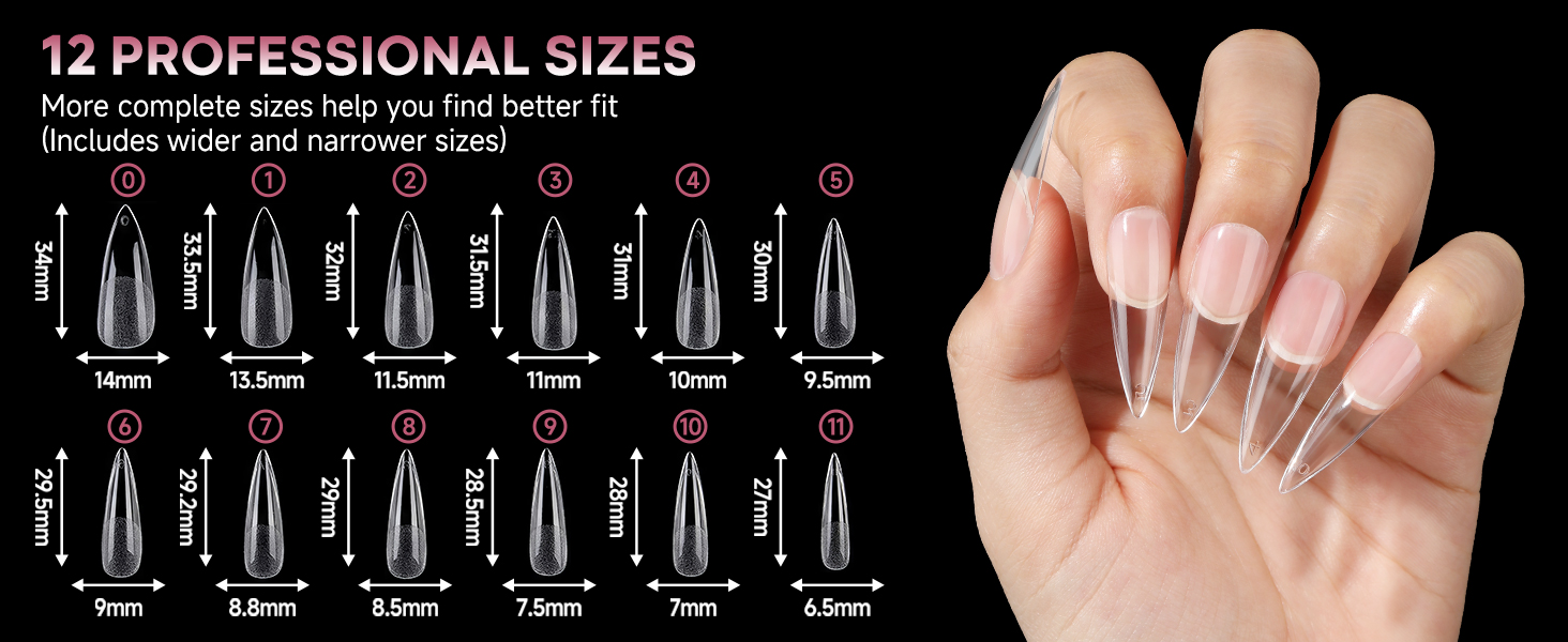 UNA GELLA Long Stiletto Nail Tips 
