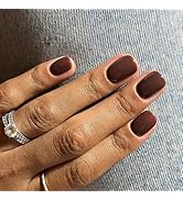 Stbisen Chocolate Brown Press on Nails Short Square, Short Fake Nails Kit, Fashion Glossy Acrylic...