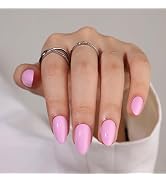 Pink Press On Nails Almond Fake Nails Short Nails Press Ons, Glossy Glue On Nails Light Pink Fals...