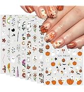 Halloween Nail Stickers 9 Sheets Cute Nail Stickers Nail Decals for Nail Art Ghost Brown Flower P...