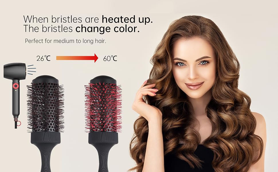Large Ceramic Round Brush for Blow Drying, change color
