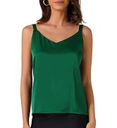 Allegra K Women's Satin Camisole Tank Top V Neck Casual Cami Sleeveless Tops