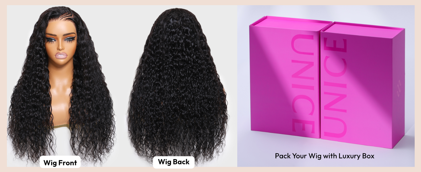 unice hair glueless human hair pre plucked pre cut wear go water wave pre cut hd lace wigs wear go