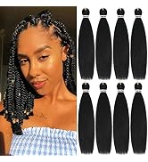 Liang Dian Braiding Hair Professional Pre-stretched Braiding Hair 12 Inch 8 Packs Natural Black H...
