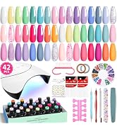 VANREESA 42 Pcs Gel Nail Polish Kit with U V Light 24 Popular Colors Gel Polish Nail Kit Green Bl...