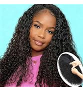 Srakuw Half Wig Human Hair 200 Density Water Wave Wear Go Glueless Wigs Human Hair with Drawstrin...