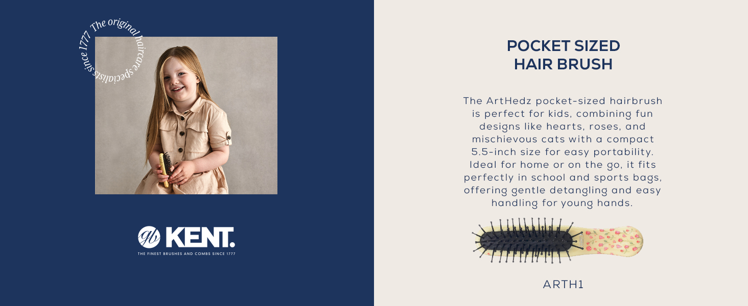 Kent arth1 pocket sized hair brush for kids