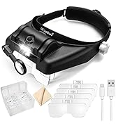 Dilzekui Head Magnifying Glasses with Light, Rechargeable Lighted Magnifying Glass 1X to 14X for ...