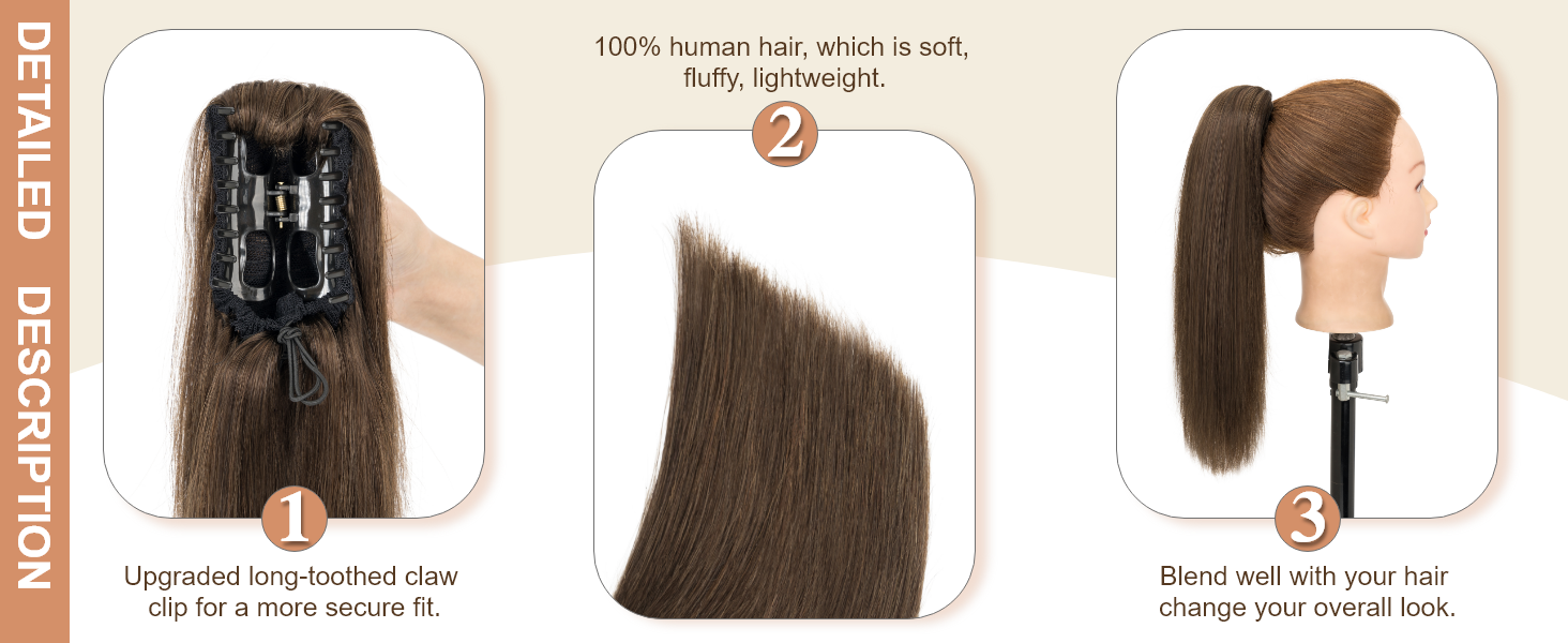 claw clip ponytail extension human hair