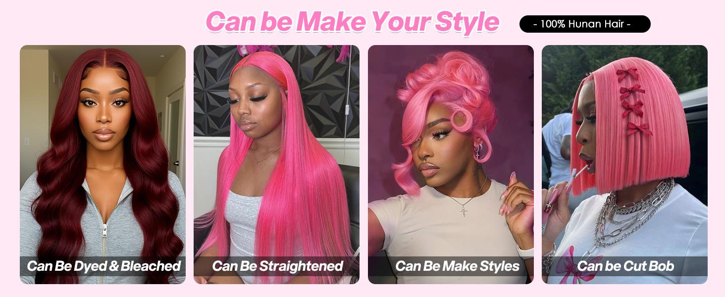 Easy to Restyled, Can be Make Curls Again, Can be Stretched, Perfect Pink Lace Front Wigs Human Hair