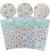 CESTSIREN Holographic Heart Nail Art Stickers, Aurora Nail Decals, Self-Adhesive, Golden Nail Acc...