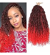 New Goddess Locs Crochet Hair 6 Packs 18 inch Red River Faux Locs Crochet Hair Bohemia Locs Croch...