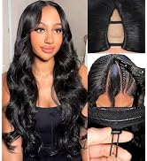 V Part Wig Human Hair Body Wave Upgrade Glueless Wigs Human Hair U part Half Wigs With Clip in V ...