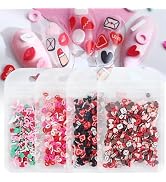 4 Bags Nail Charms 3D Mini Heart Lipstick Lip Prints Envelopes Charms for Nails Design Nail Slice...