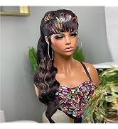 PurpleSexy 18 Inch Pixie Cut Wigs 80s 90s Mullet Wigs Human Hair Multi-color Mullet Pixie HairCut...