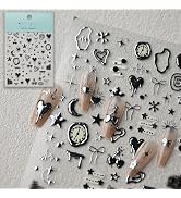 CESTSIREN Silver Heart-Shaped Nail Stickers,y2k Nail Decals, Self-Adhesive, Nail Accessories & Su...