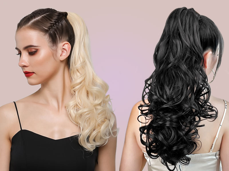 ponytail extension for black women curly ponytail hair extension short drawstring clip wavy ponytail