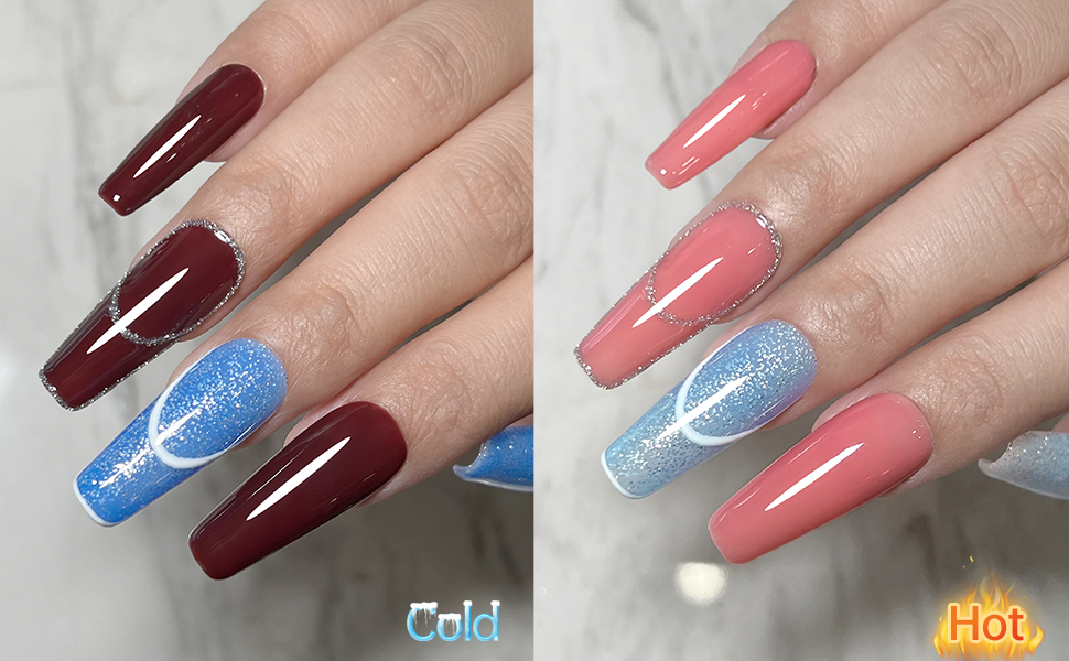 cold show red orange and purple hot show yellow and nude pink super magic changing effect