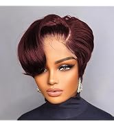 SisBroSis Short Pixie Straight Bob Lace Front Wigs for Black Women Pixie Cut Lace Frontal Human H...
