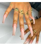IMSOHOT Curved Press on Nails Long Square Fake Nails Glossy Nude False Nails Full Cover Glossy Gl...