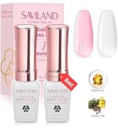 Saviland Builder Nail Gel: 2PCS Castor Oil Builder Nail Gel Set Vitamin E Clear Pink Builder Nail...