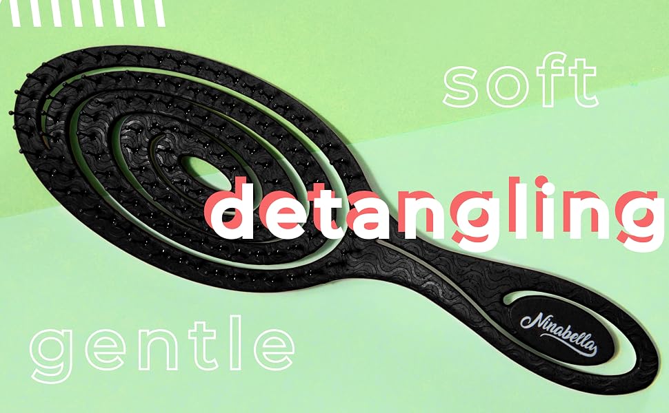 organic hairbrush - detangling brush without tugging for curls, long hair & wet hair