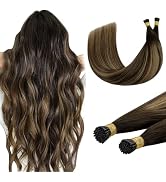 DOORES I Tips Hair Extensions Real Human Hair,18 Inch 100g 200s Itip Human Hair Extensions,Balaya...