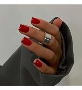 KQueenest Light Red Press On Nails Short Square - Acrylic Press On Nails Summer, Sheer Bright Fie...