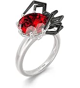 Jeulia Round Cut Silver Ring: Sterling Silver Hug Me Black Spider Gothic Ring Band Fashion Annive...