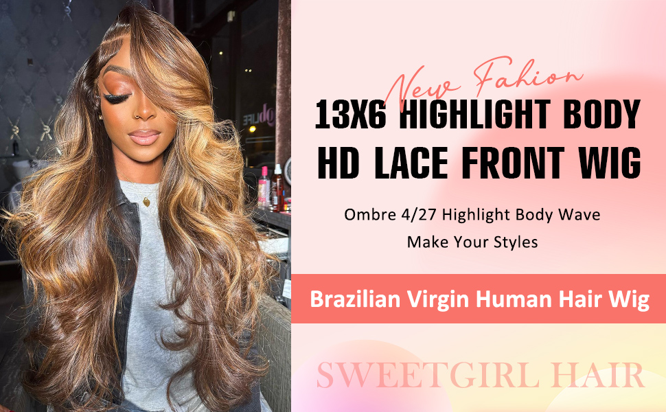13x6 highlight ombre lace front wig human hair