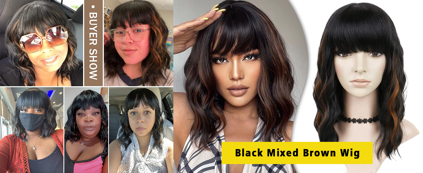 14 Inch Short Curly Wavy Bob Wig