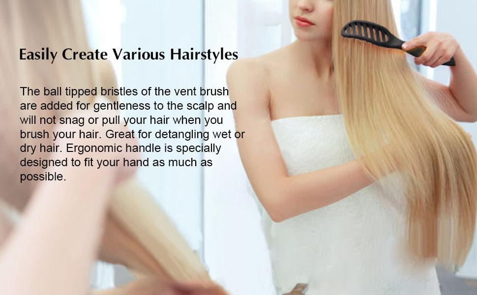 FIXBODY Curved Vent hair Brush for Blow Drying, Styling and Solon