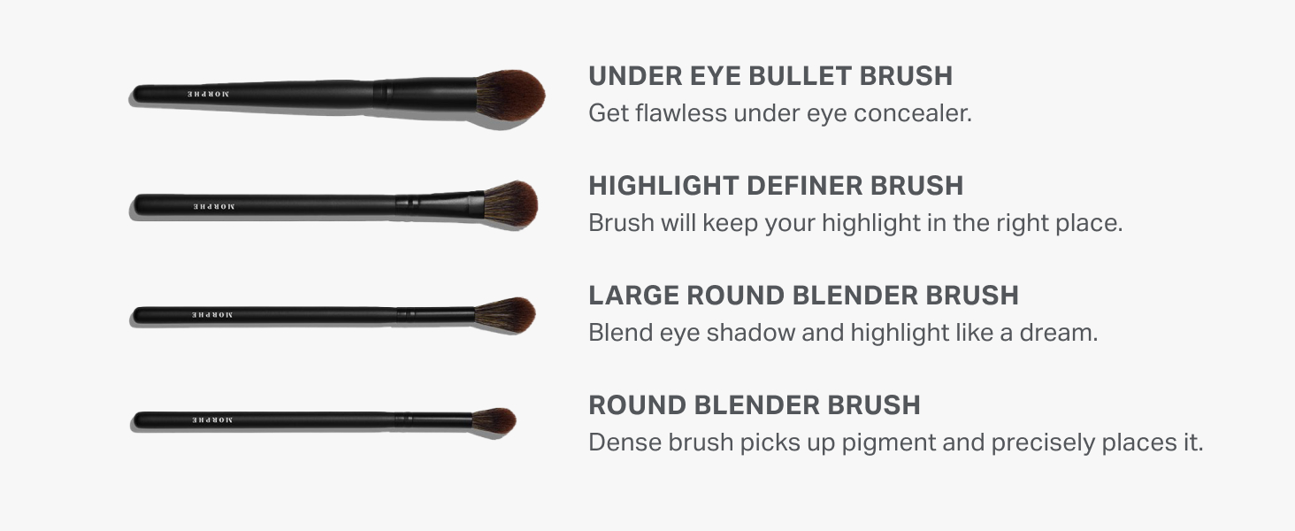 Makeup brush set for women includes blending brushes and precision brushes for eye makeup