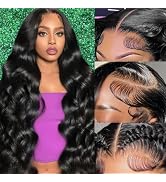 Smabuity 28 Inch 13x6 Body Wave Lace Front Wigs Human Hair Pre Plucked HD Transparent Lace Fronta...