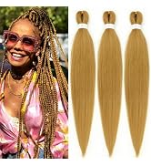 27 Honey Blonde Braiding Hair Pre stretched 30 Inch 3 Packs Kanekalon Pre-stretched Braiding Hair...