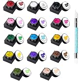 14 Colors Sculpture Painting Nail Gel Set, 3D Nail Carved Gel Sculpture Creative DIY Decoration Painting Glue Soak Off UV, wi