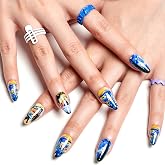 GLAMERMAID ThanksGiving Press on Nails Almond, Gel False Nails with Design,24 PCS Glue on Nails,Reusable Acrylic Stick on Nai