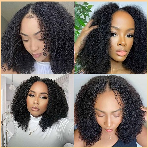 Kinky Curly V Part Wig Human Hair