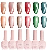 MelodySusie Velvet Gem Shine Cat Eye Set Cat Eye Gel Nail Polish Set 6 Pcs, 0.26 Fl Oz Glitter Ho...